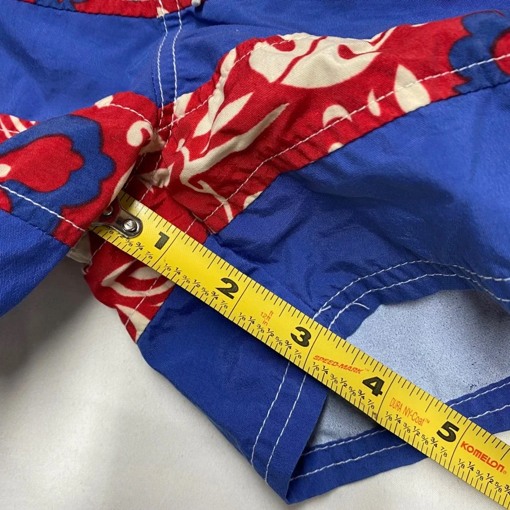 Baby Gap Factory Blue Red Hibiscus Floral Swim Trunks Boys 12-18M Vintage 2002